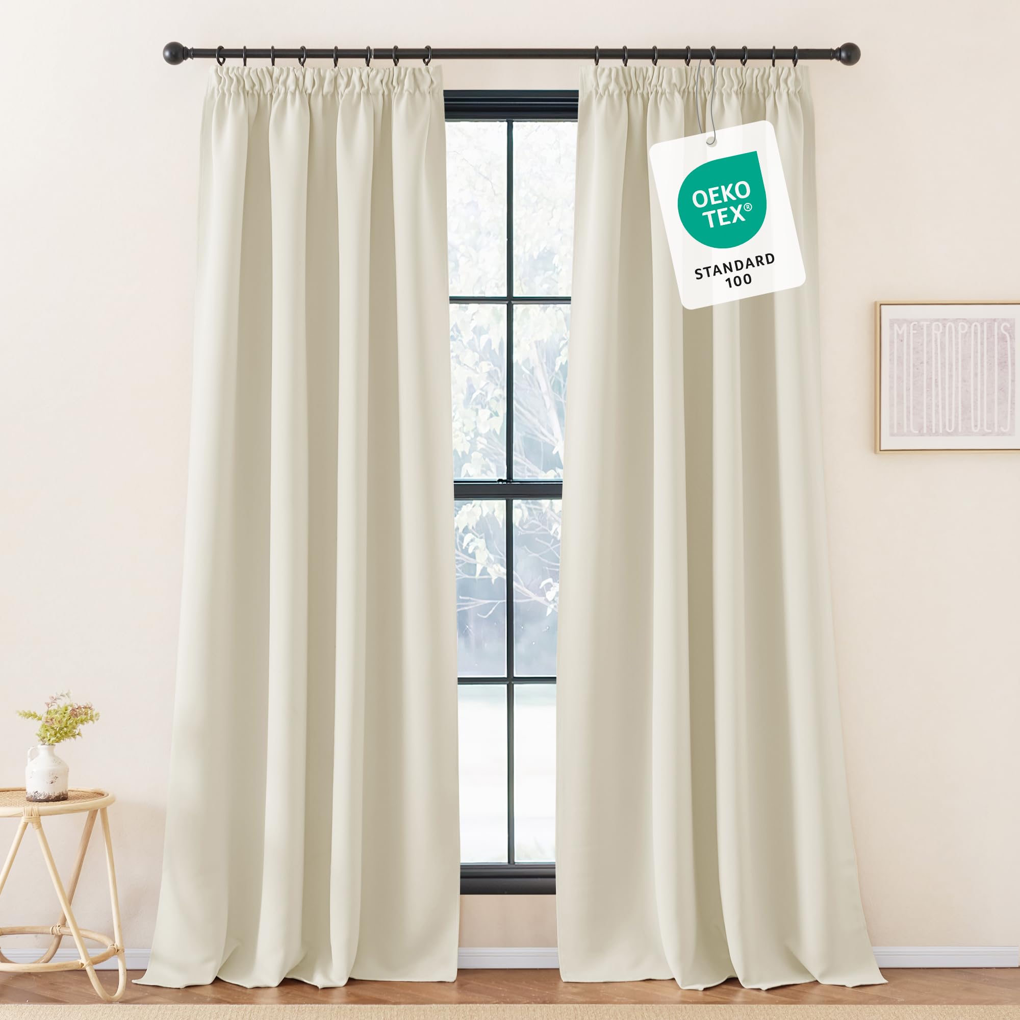 KGORGE Blickdichte Vorhänge mit Kräuselband 2er Set Gardinen für Wohnzimmer/Schlafzimmer Verdunklungsvorhänge Thermovorhang Kräuselband