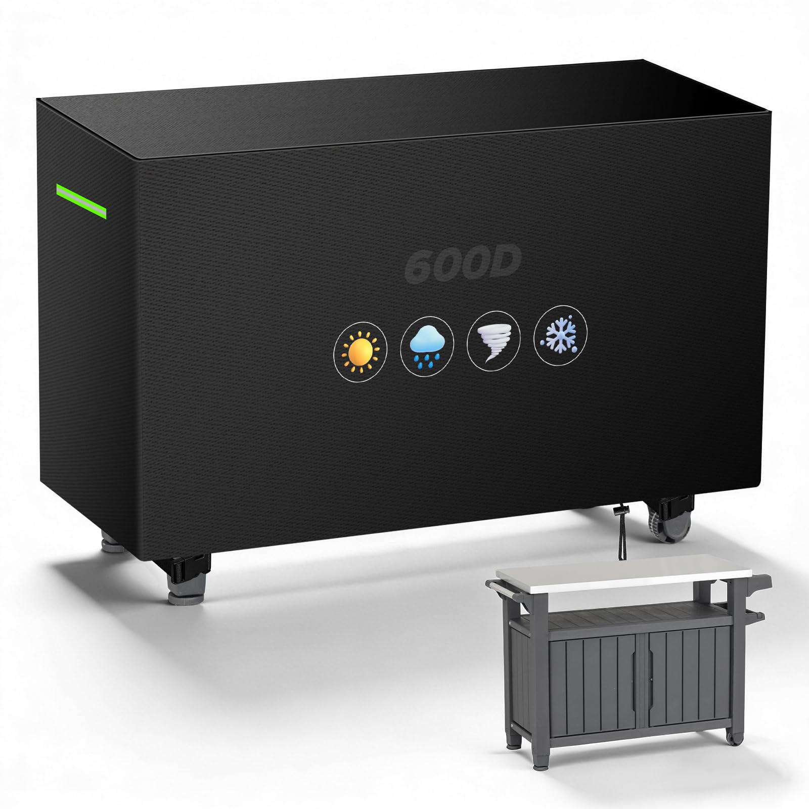 Pokrowiec na stolik pomocniczy Ke-ter Unity XL BBQ stolik pomocniczy, dł. 137 x szer. 58 x wys. 85 cm 600D PCW, wodoszczelny pokrowiec na kuchnię, odporny na warunki atmosferyczne, na stół