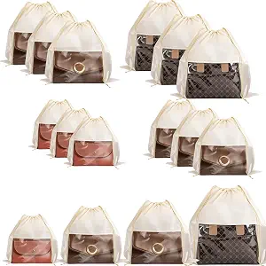 16 PCS Dust Bags for Handbags, Purse Storage Bags, Beige, 4 Sizes