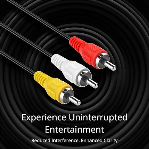 Vista 17 de TNP - Cable RCA AV de 30 pies – 3 conectores RCA macho a macho – Cable de video compuesto blindado doble para TV, VCR, DVD, satélite, receptores