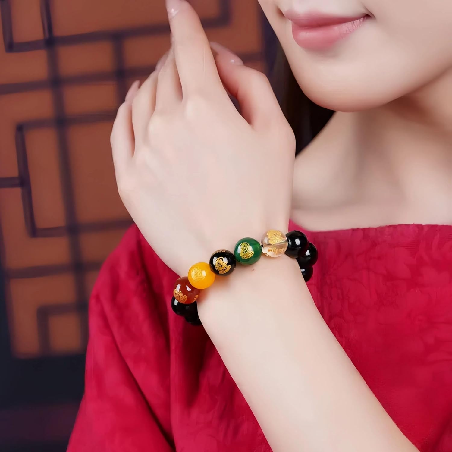 Vermillion Stone Feng Shui Bracelet - Five Elements Wealth and Protection Jewelry, Brings Prosperity Energy, Spiritual Gift for Men and Women (12mm Beads) - Image 5