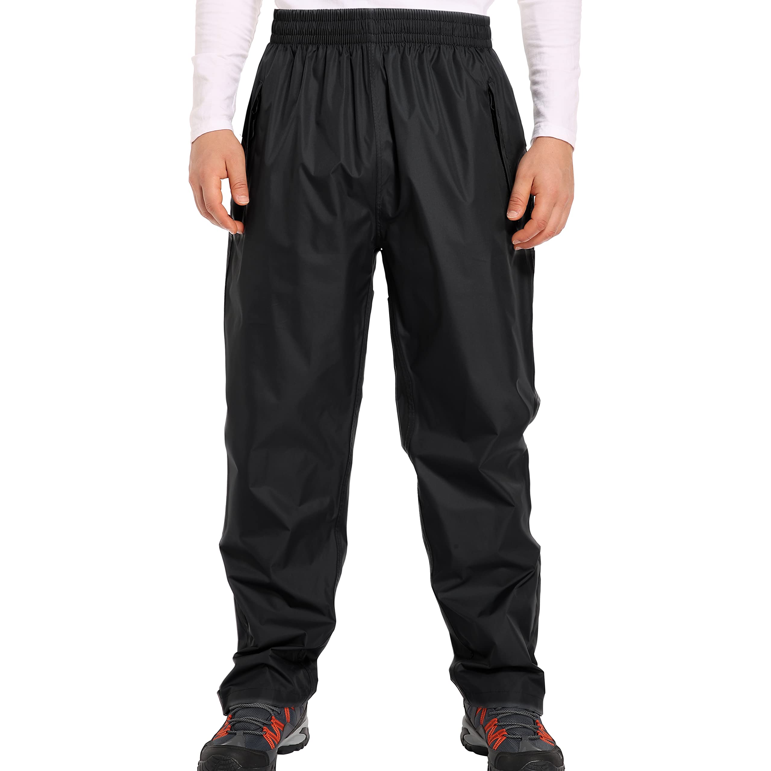 JAEZZIYMens Rain Pants,Waterproof Rain Over Pants,Windproof Lightweight Rain Pants for Rain Work,Golf,Fishing,Hiking.