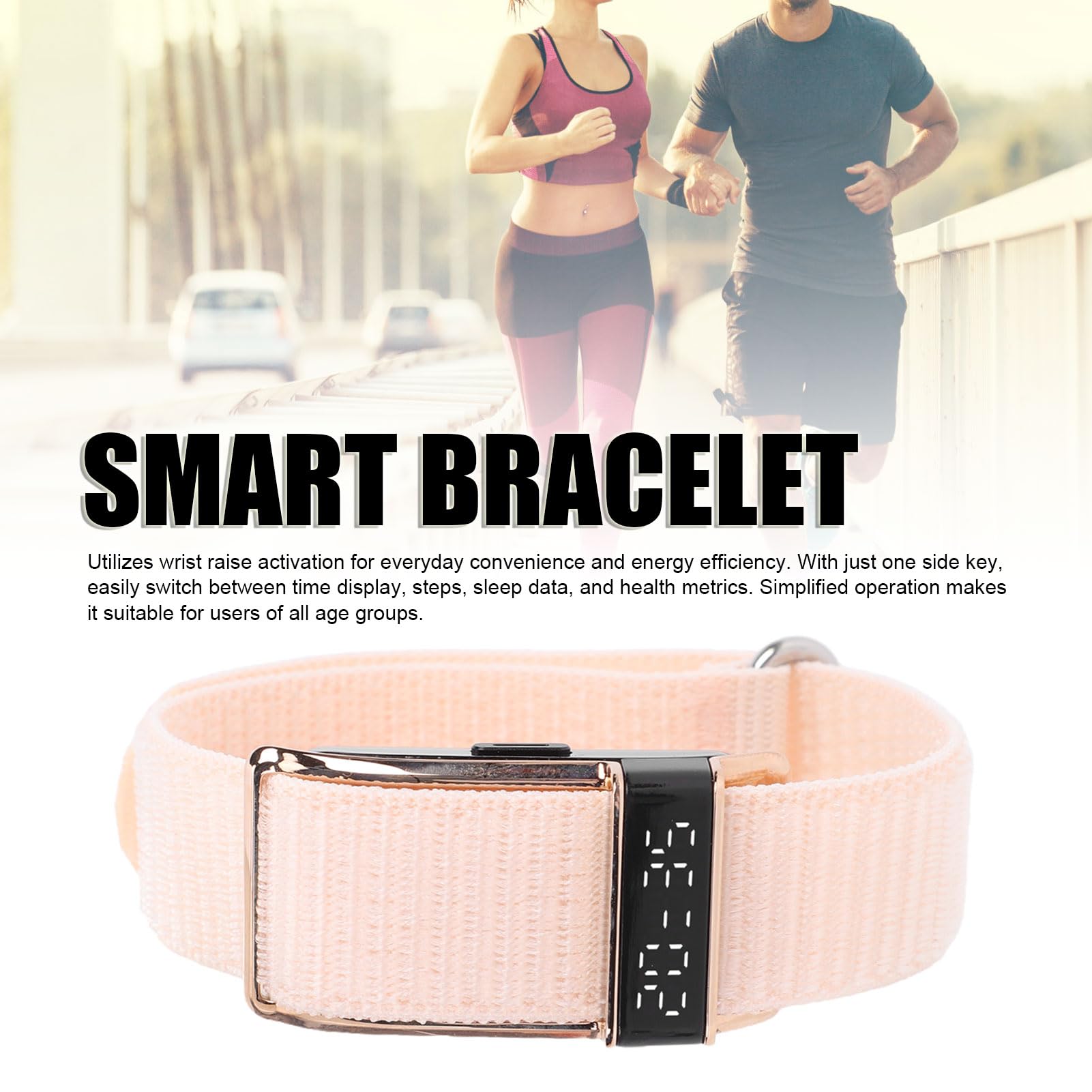 Bracelet Intelligent Traqueur de Forme Physique, élégant, étanche, pour Les Amateurs de Sport et de Fitness, Conception en Nylon (Or Rose)