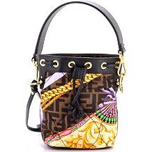 Pre-Loved x Versace Fendace Mon Tresor Bucket Bag Quilted Printed Zucca Silk Mini, Print