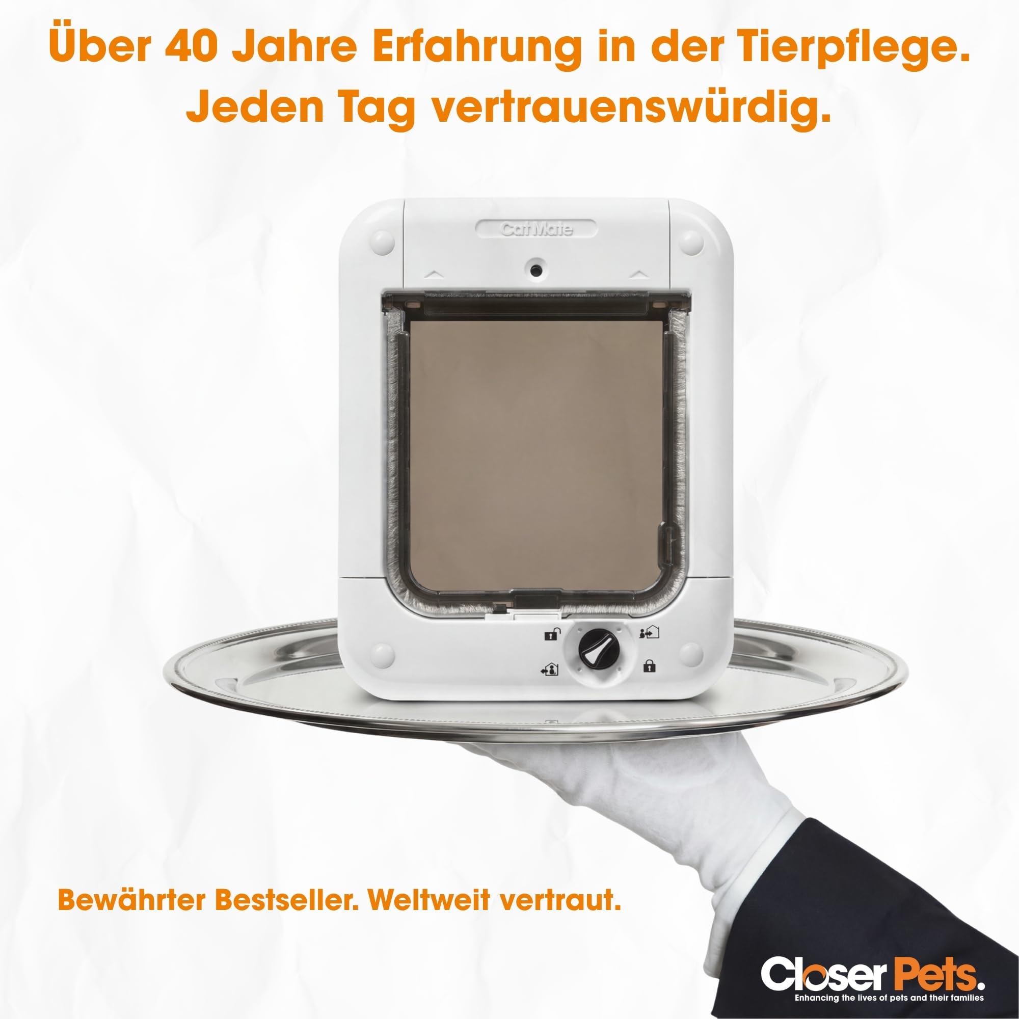 Cat Mate Mikrochip-Aktivierte Katzenklappe (360) - Für Katzen und Kleine Hunde, Geeignet für Bis zu 30 Haustiere, Kompatibel mit Einfach-/Doppelverglasung, UPVC, Wände und Holz, Weiß