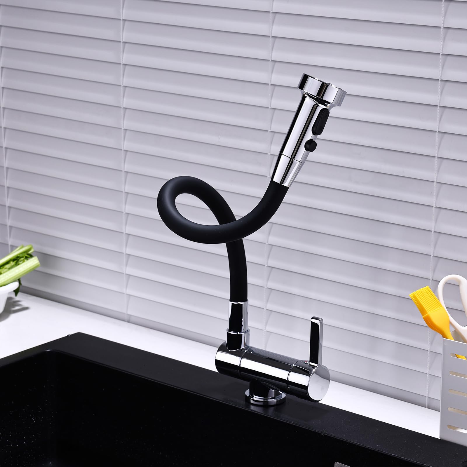 ZYCHSJXA Kitchen Flexible Tap Chrome Folding with Spout Sink Faucet 3 Jets to Choose from