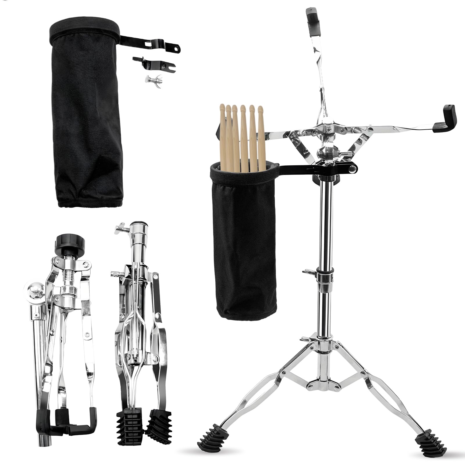 Snaredrum-Ständer, Übungspad-Ständer mit Drumsticks-Halter, verstellbare Höhe 36,8 cm bis 58,4 cm, Zubehör für Anfänger, leicht, Aufbewahrung