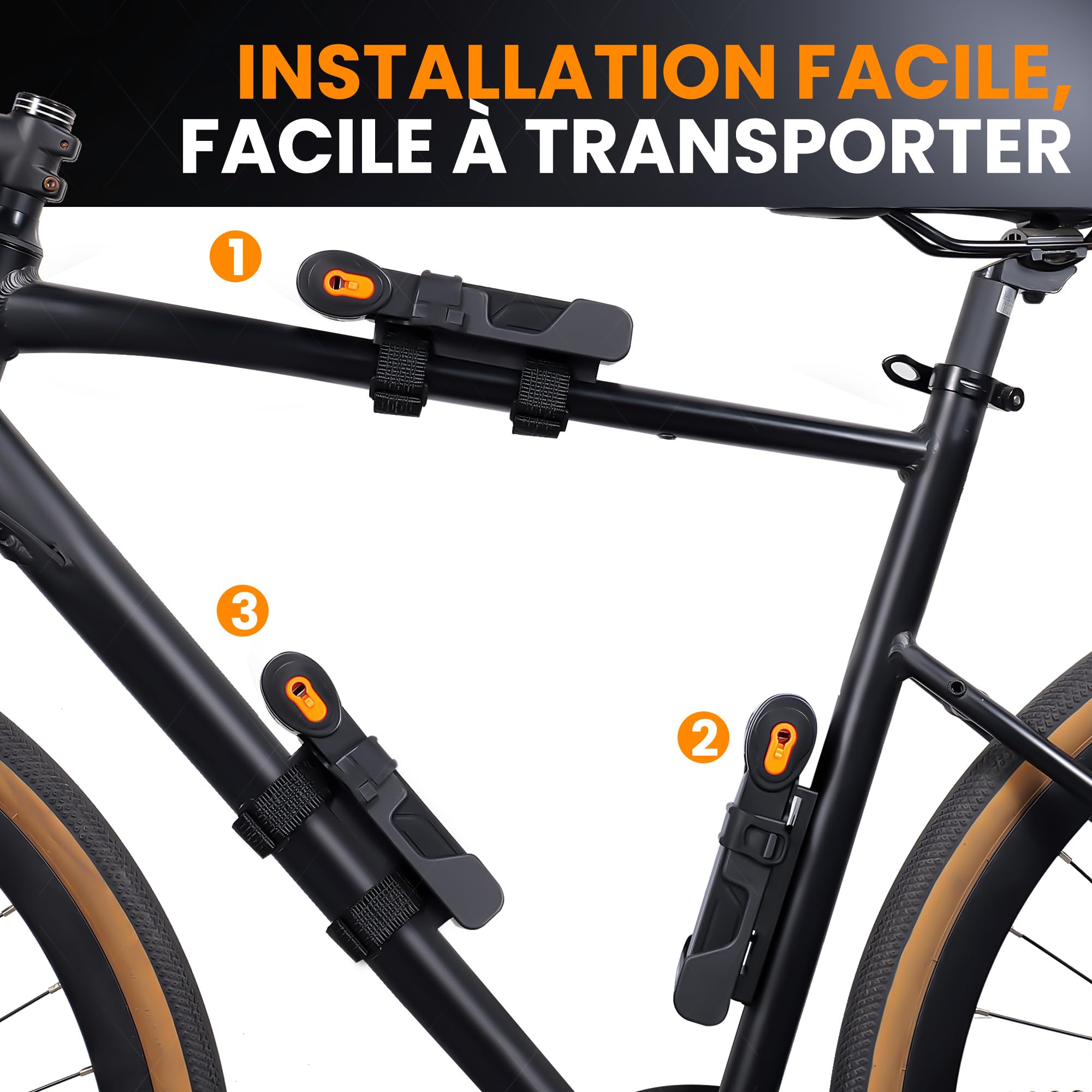 Antivol Velo Pliable Haute Sécurité 100cm Cadenas avec Support 2 Clés en Alliages Haute Résistance