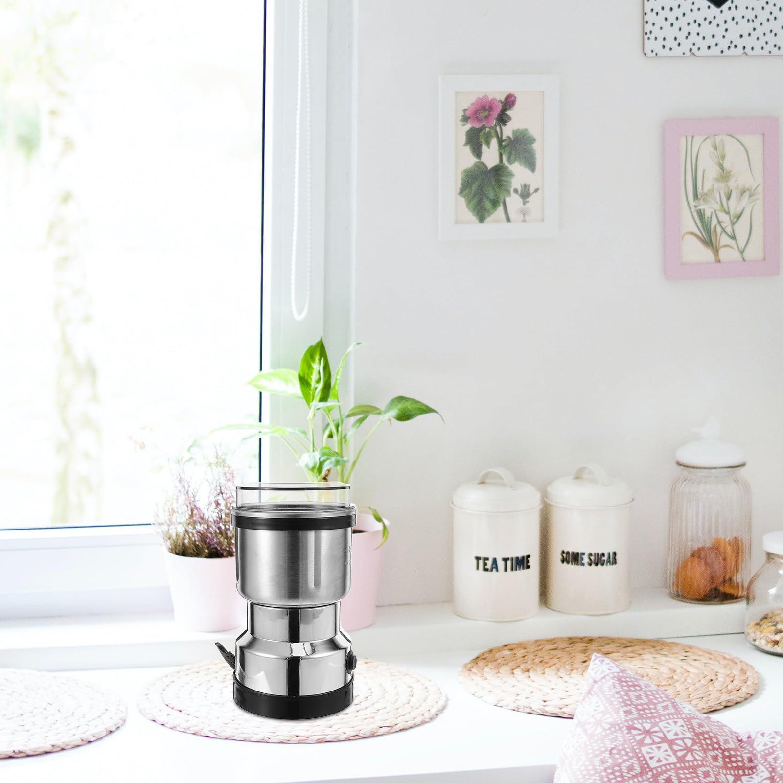 Molinillo Eléctrico de Café y Nueces de Acero Inoxidable 6 Cuchillas, Capacidad 500ml, Motor Potente para Uso en Cocina y Viaje