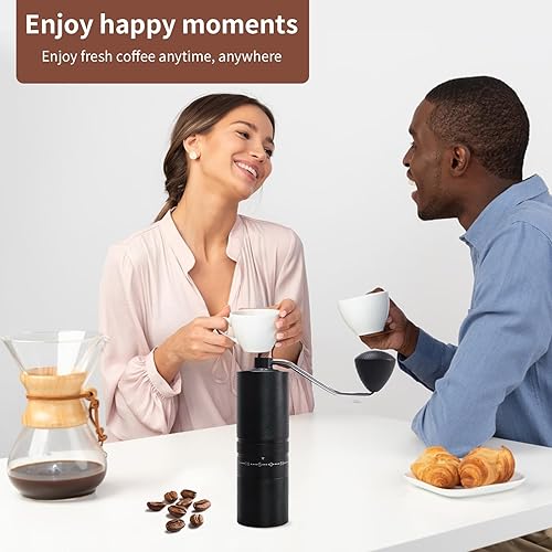 Miniatura 6 de Molinillo de café manual con ajustes de molienda ajustables, cepillo y portafiltro de acero inoxidable (negro)