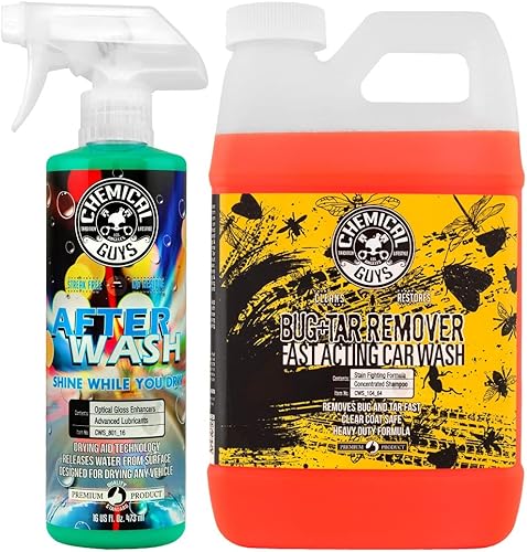 Chemical Guys CWS_104_64A - Paquete de lavado de autos, secado y brillo  Jabón concentrado para quitar insectos y alquitrán, 64 onzas (0.5 galones)