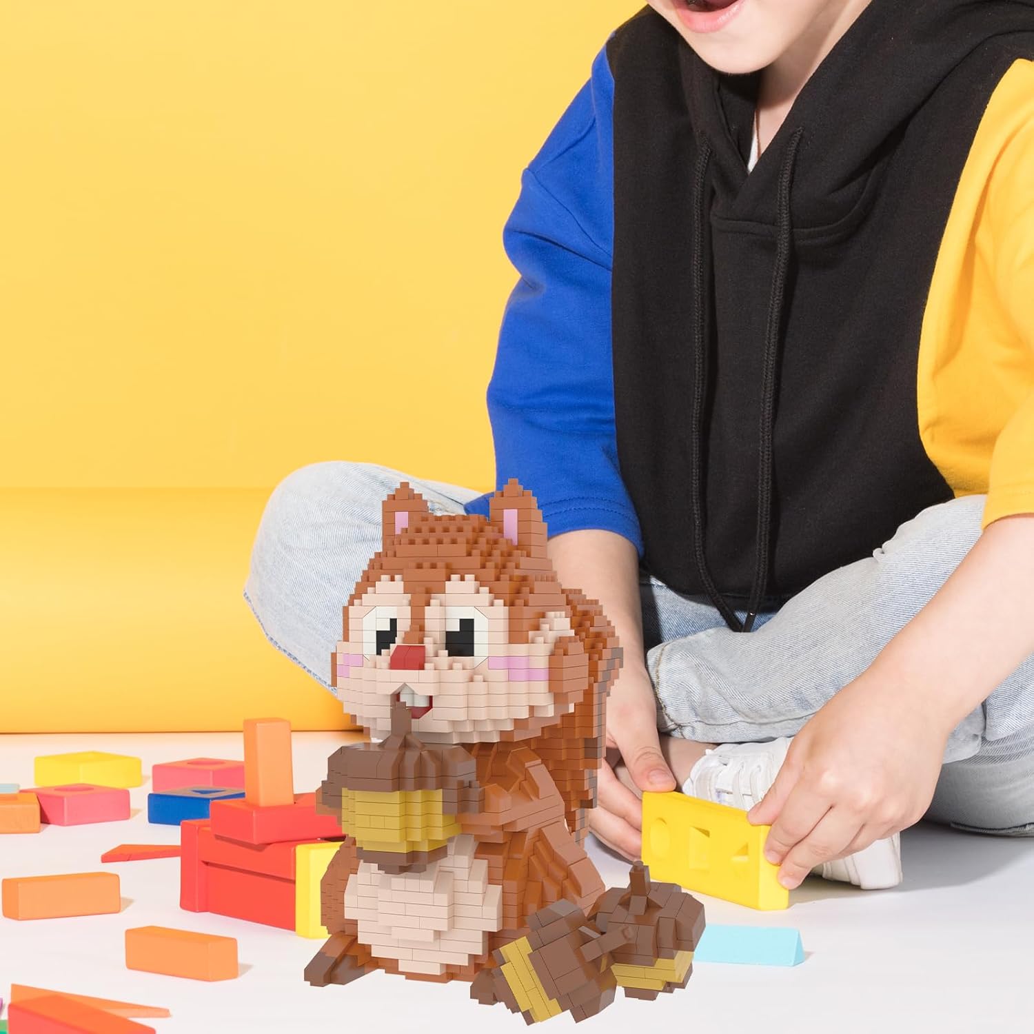 Larcele Animal Series Micro Building Blocks Animal Set, DIY Mini 3D Building Toy Bricks Kit,1449 Pieces KLJM-07 (Squirrel) - Image 5