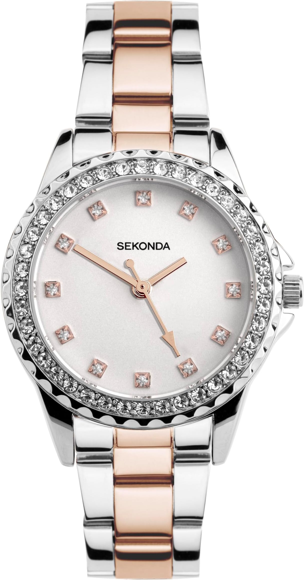 Women's Quartz Watch 33mm with Stone Set Case, Analogue Display and Stainless Steel Bracelet