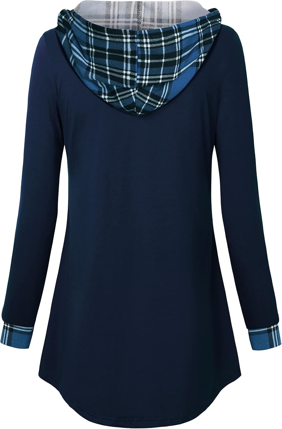 Lotusmile Women's Long Sleeve Hooded Tunic Tops Button Swing Pullover Hoodie Sweatshirts - Image 3