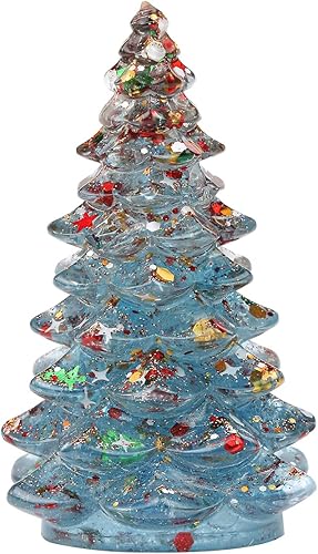 Reyife Figura de árbol de Navidad navideño, decoración de árbol de Navidad, adorno de Navidad para chimenea, centro de mesa con caja de regalo
