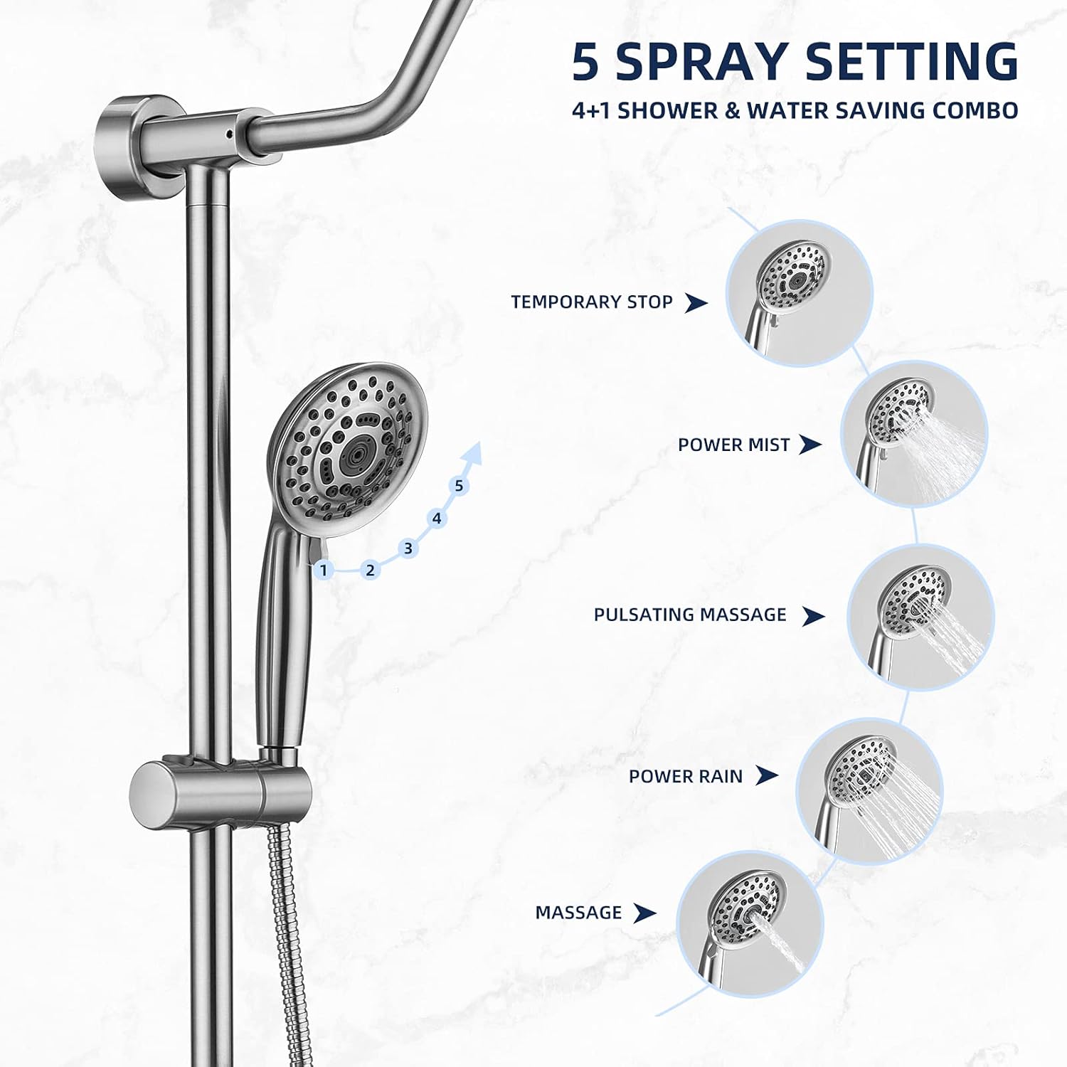 Blасk Frіdау - 80% оƒƒ Shower System with 8 Rain Shower Head, 5-Function Shower Head with Handheld, Adjustable Slide Bar, 59 Stainless Steel Hose, Chrome