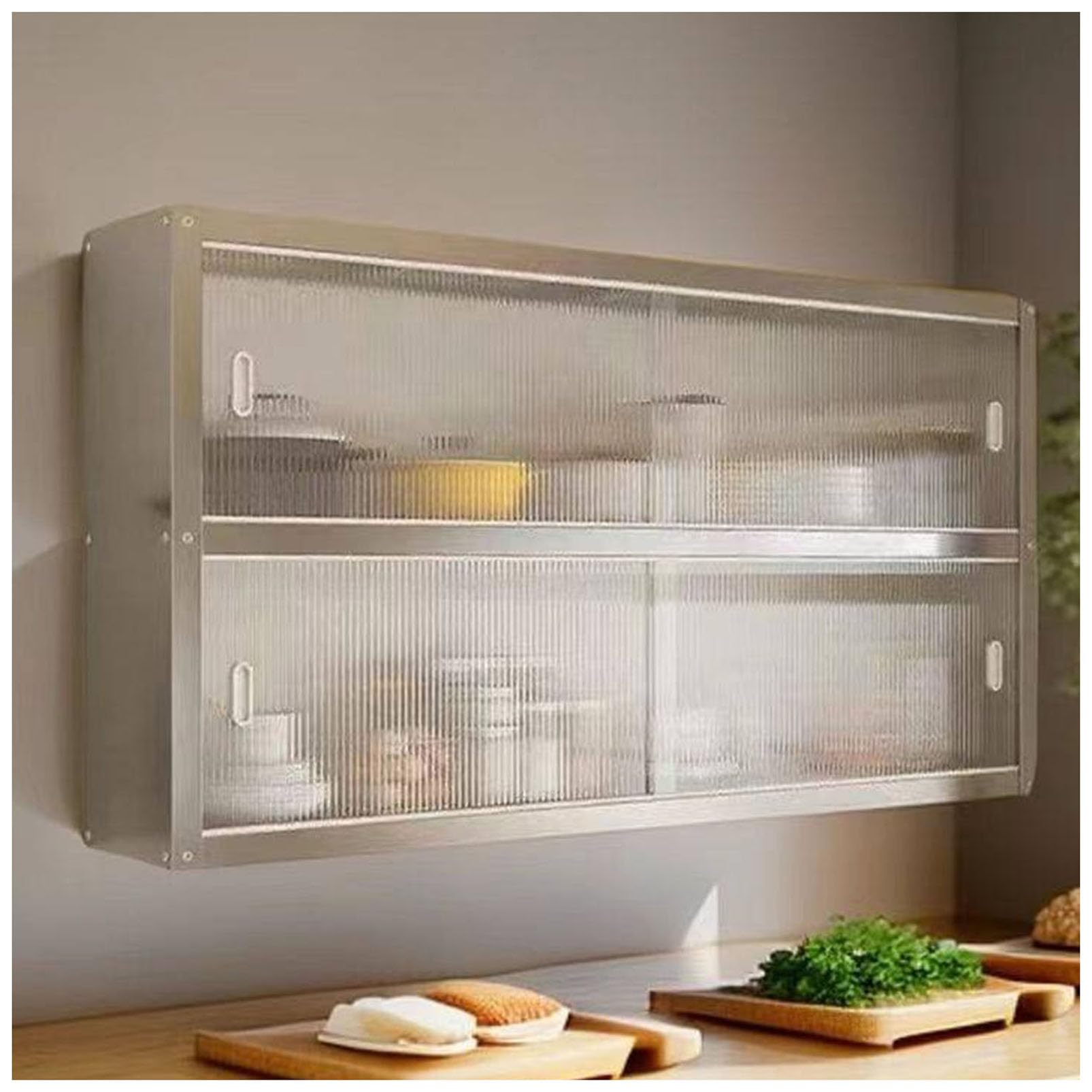 Armoire de rangement murale en acier inoxydable satiné pour bureau