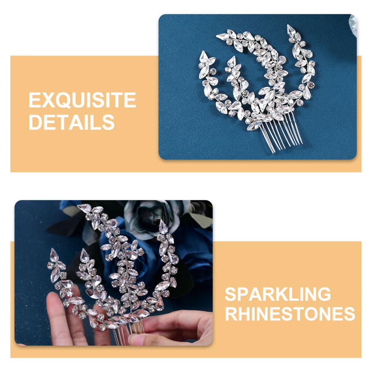Ipetboom Sparkling Rhinestone Hair Comb Clip for Women Flexible Metal Side Comb for Elegant Updo Styling Decorative Bridal Accessory with Bendable Design for Parties and Special Occasions