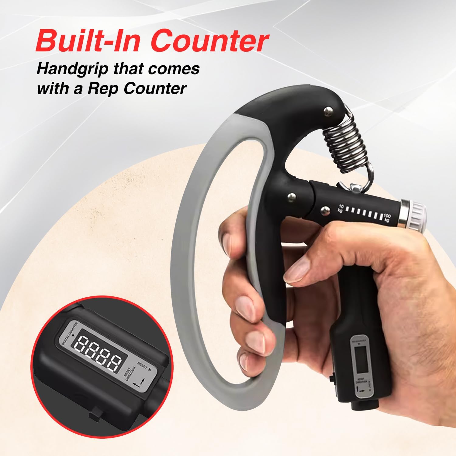 KEMLOZE Premium Advanced Electronic Adjustable Hand Grip Strengthener | Forearm & Finger Exercise | For Men & Women | Adjustable Resistance - 10-60 kg | Built-In Counter (multi) 2