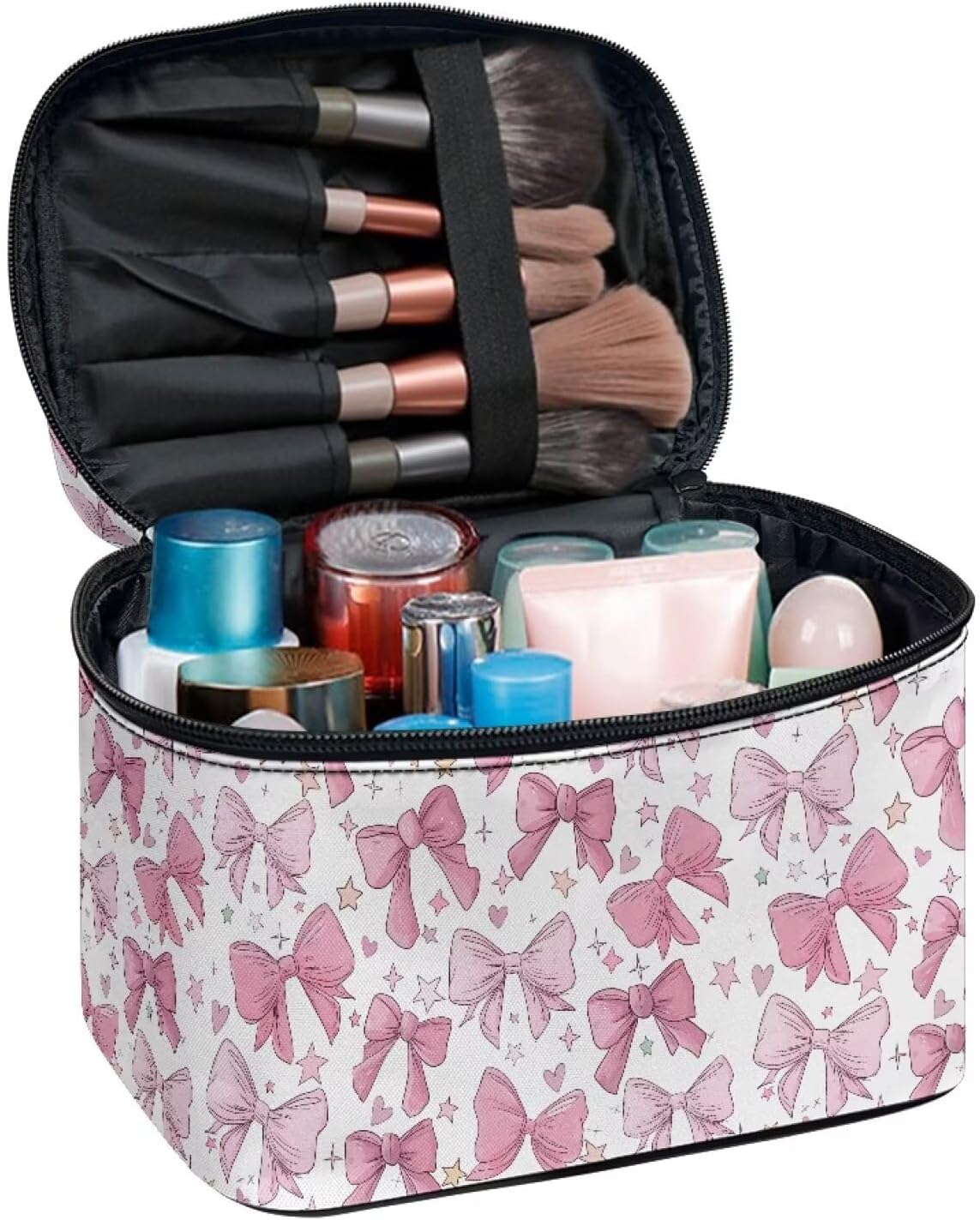 Bowknot Makeup Bag Travel Toiletry Bag for Women Girl Portable Cosmetic Organizer Large Capacity Make Up Bags