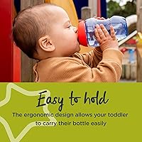 Vista 5 de Tommee Tippee Vaso para sorber, botella de agua para niños pequeños, a prueba de derrames, sin BPA, 10oz, 29.5 ft+, paquete de 3, rojo, azul y verde