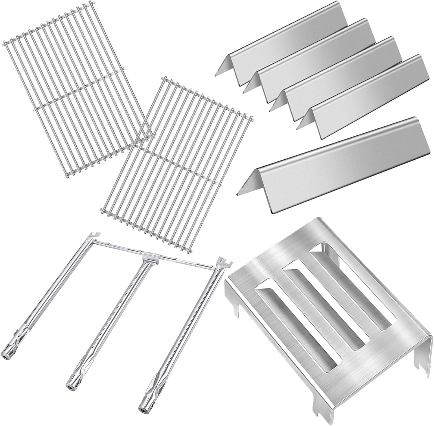 GasSaf Heat Deflector 67060, Flavorizer Bars 7636, Grill Burners 69787 and Grill Grates 7638 Replacement for Spirit 300 Series, E310 E320 E330 S310 S320 S330 Gas Grills with Front Control Knob