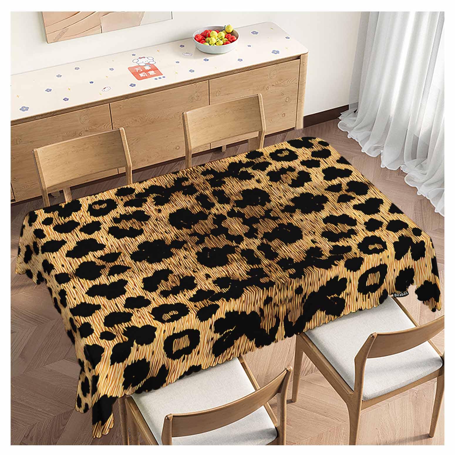 Nappe imprimé léopard rectangulaire 137x183cm pour table de salle à manger
