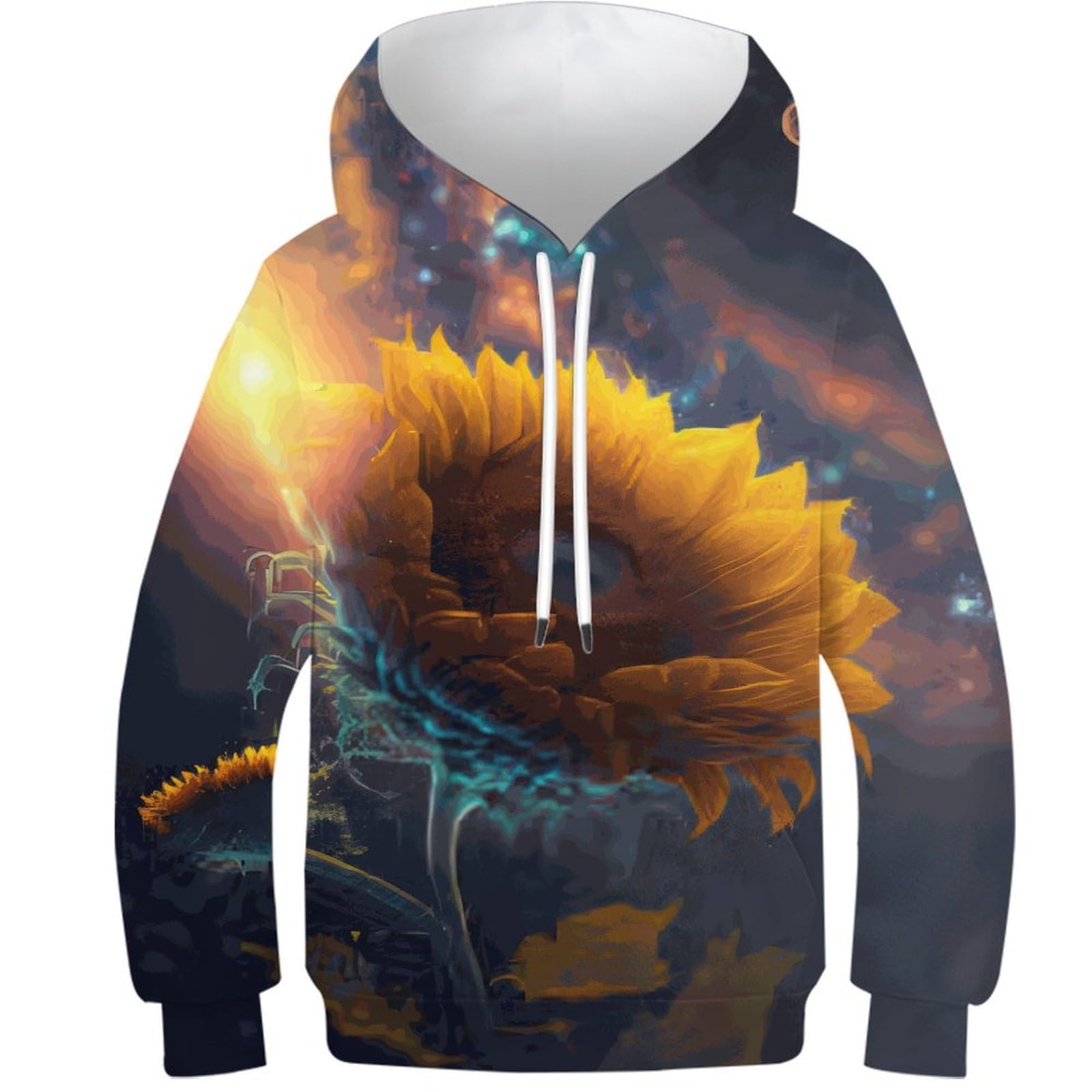 Sweat à capuche tournesol 3D pull amusant idée cadeau ado 13-15 ans - 8