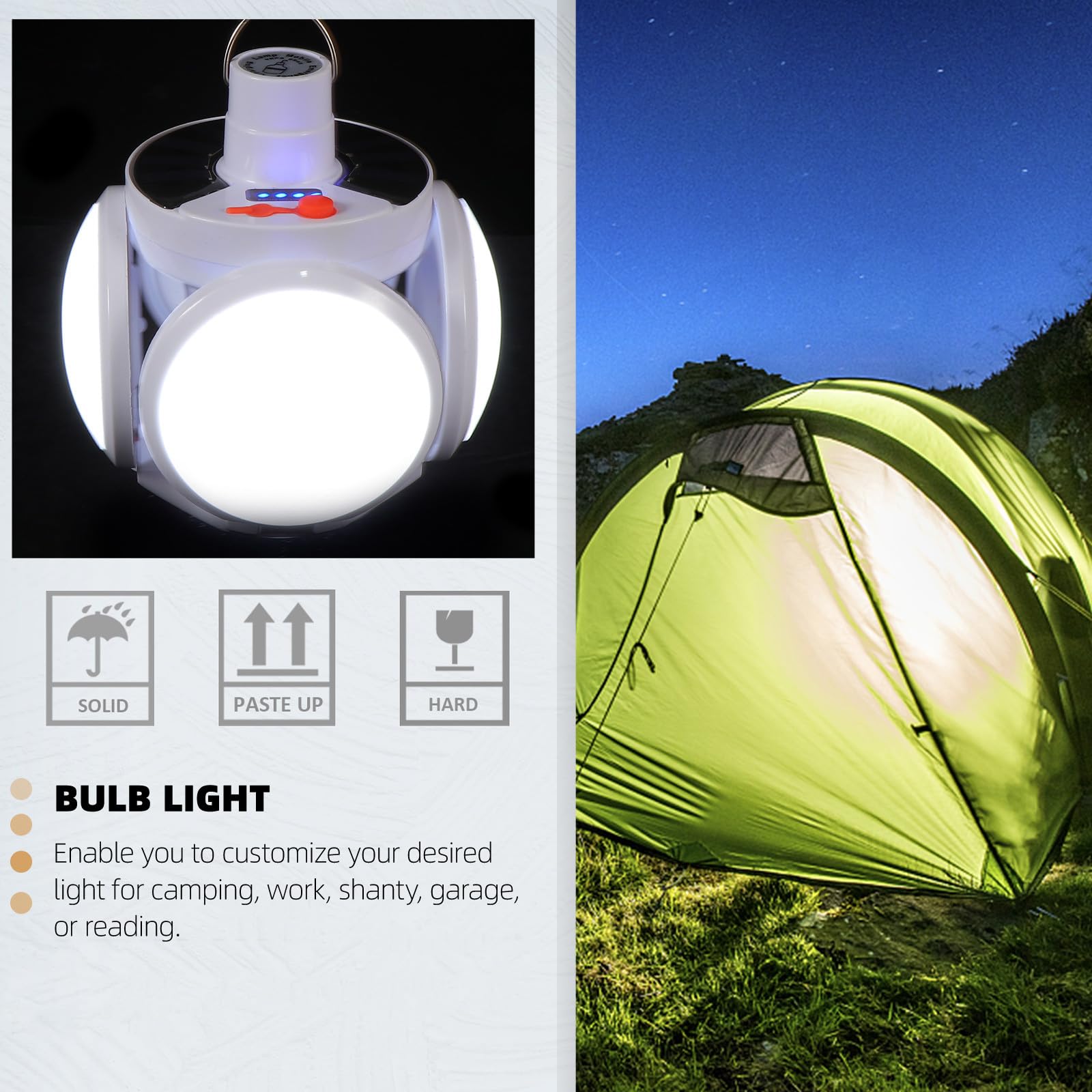 Lámpara Colgante Solar para Acampar al Aire Libre 2400mah Abs | Blanco, 5, 5v Recargable por Usb, Estructura Plegable, para Jardín y Garaje
