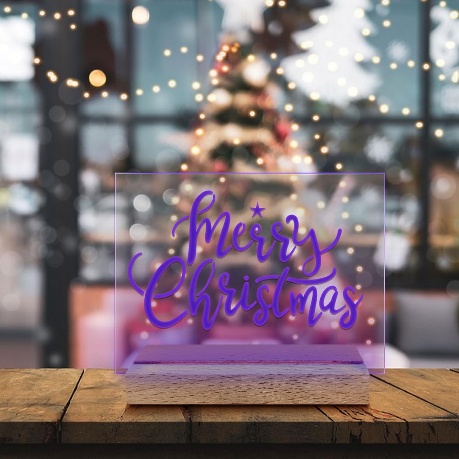 5.9 Inch Wooden Rectangle Light Base, Led Light Base Rectangle Display Stand Wood Rectangle Display Pedestal Rectangle Led Lights Display Base (Multicolor Light+Warm Light)