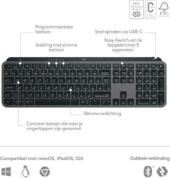 Logitech MX Keys S - Graphite, English QWERTY Layout