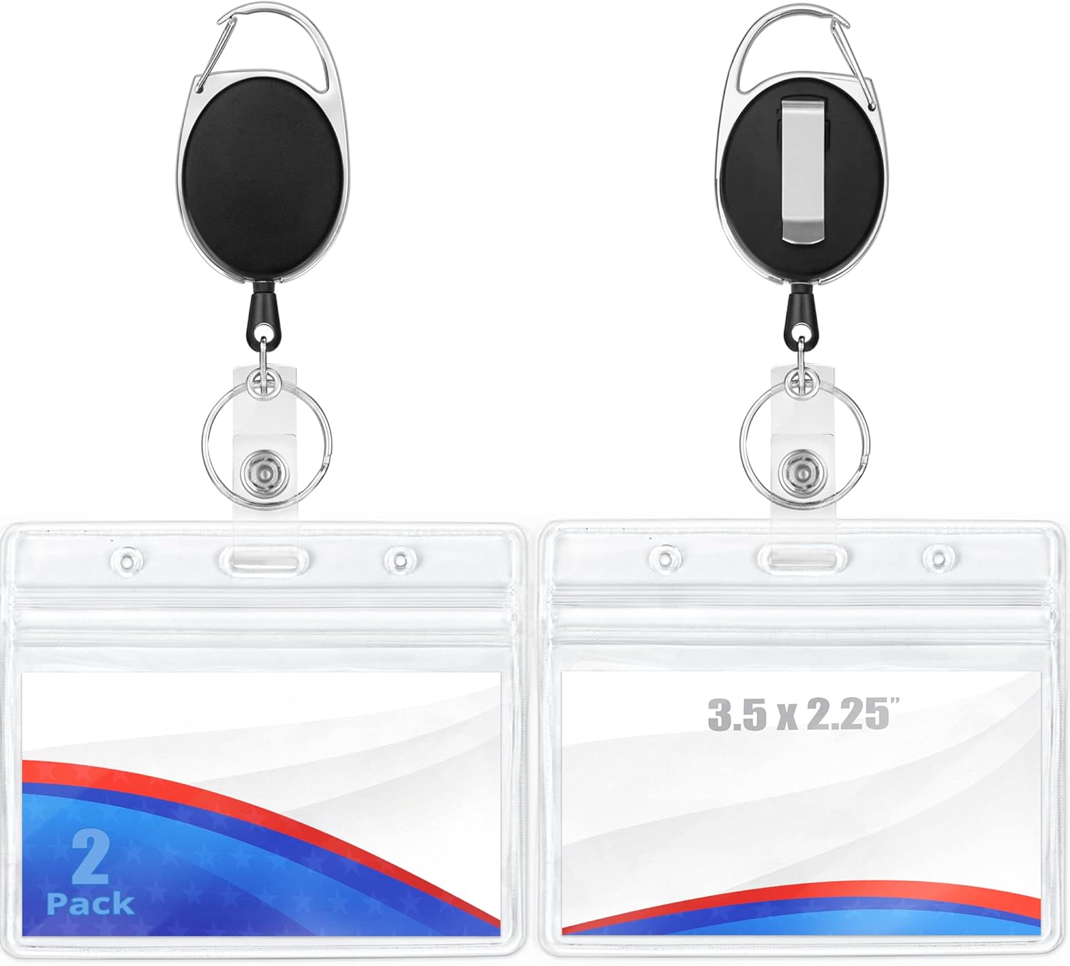 Mifflin Retractable Badge Reels w/Clear Horizontal ID Name