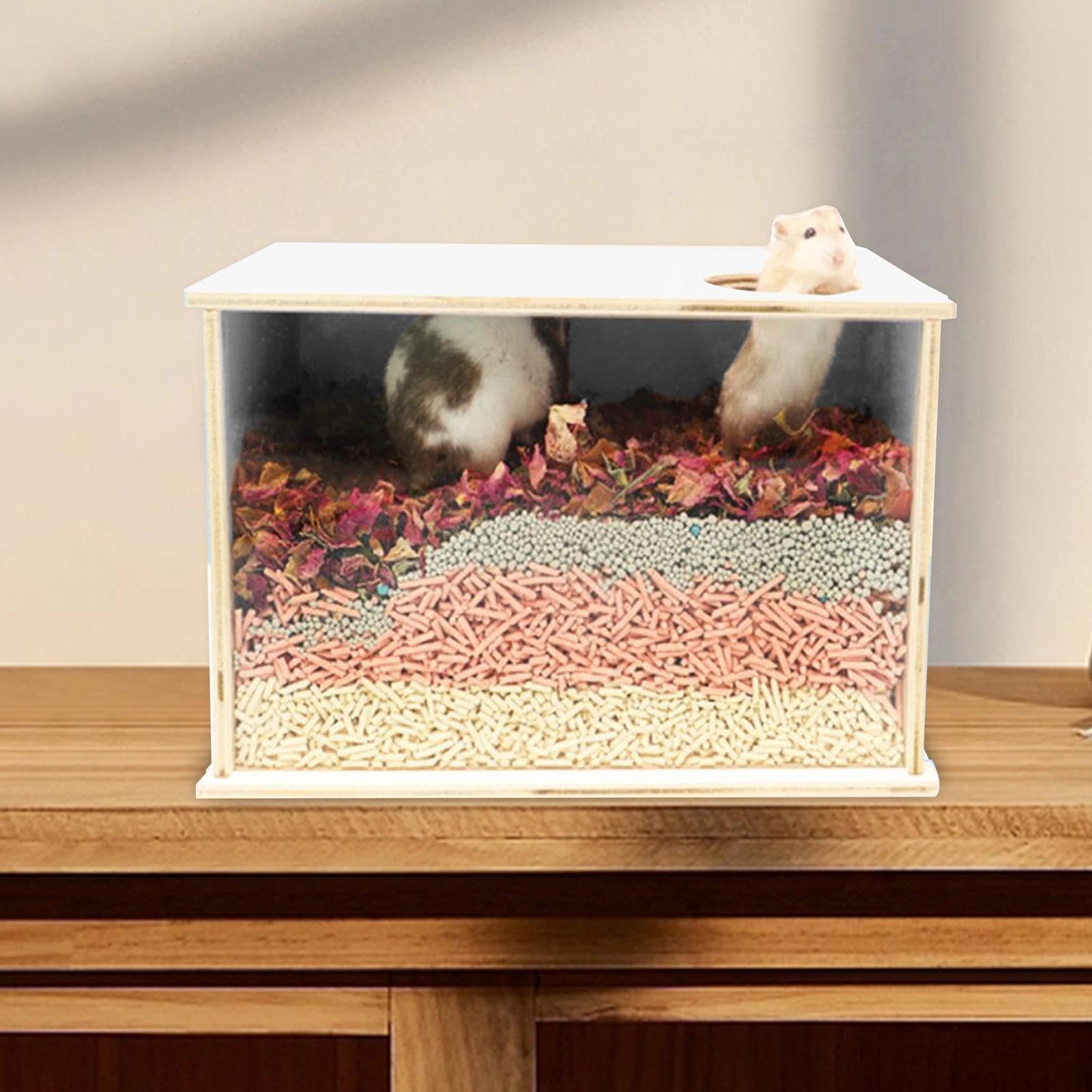 Hamsterkäfig Transparente Acryl Sandbadbox Nagerhaus mit Belüftungslöchern Und Einfachem Aufbau für Zwerghamster Ratten Mäuse Ger, 25 cm x 15 cm x 15 cm
