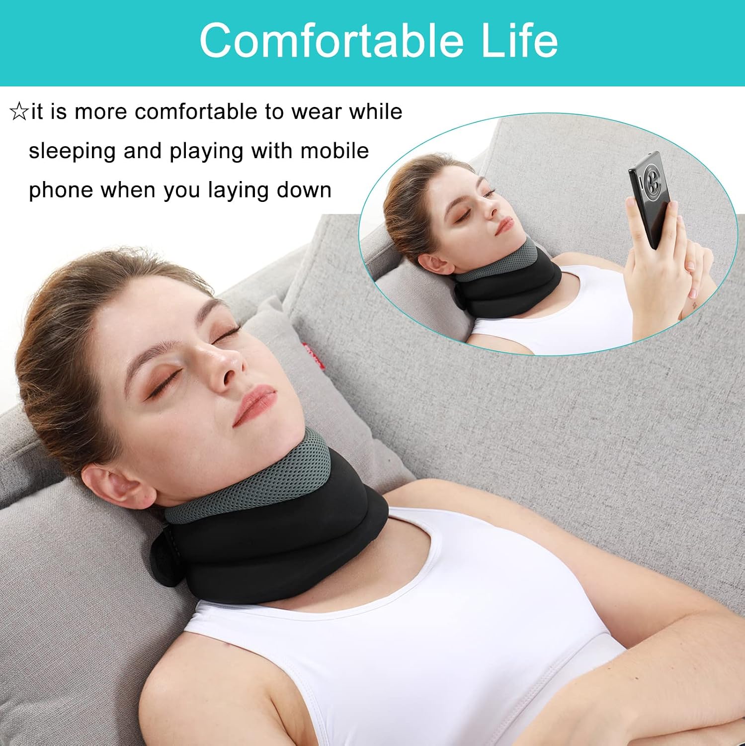 TANDCF V Neck Support Brace 3-Layered Curve Rising Adjustable Neck Support Brace Relieves Pain & Spine Pressure, Breathable Sponge Cervical Collar Brace for Men and Women(Orange)