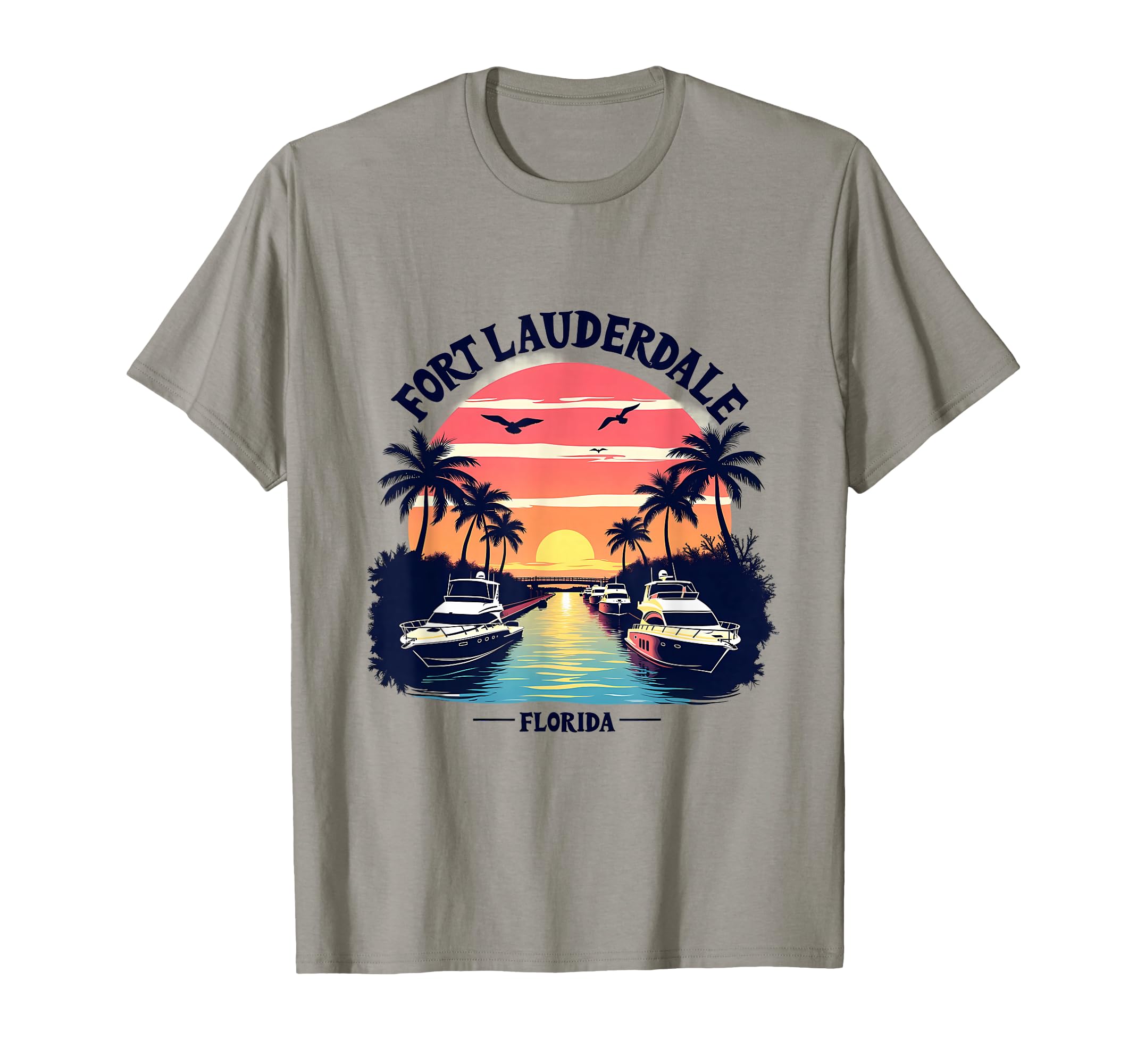 Fort Lauderdale Florida Sunset Boating Scene T-Shirt