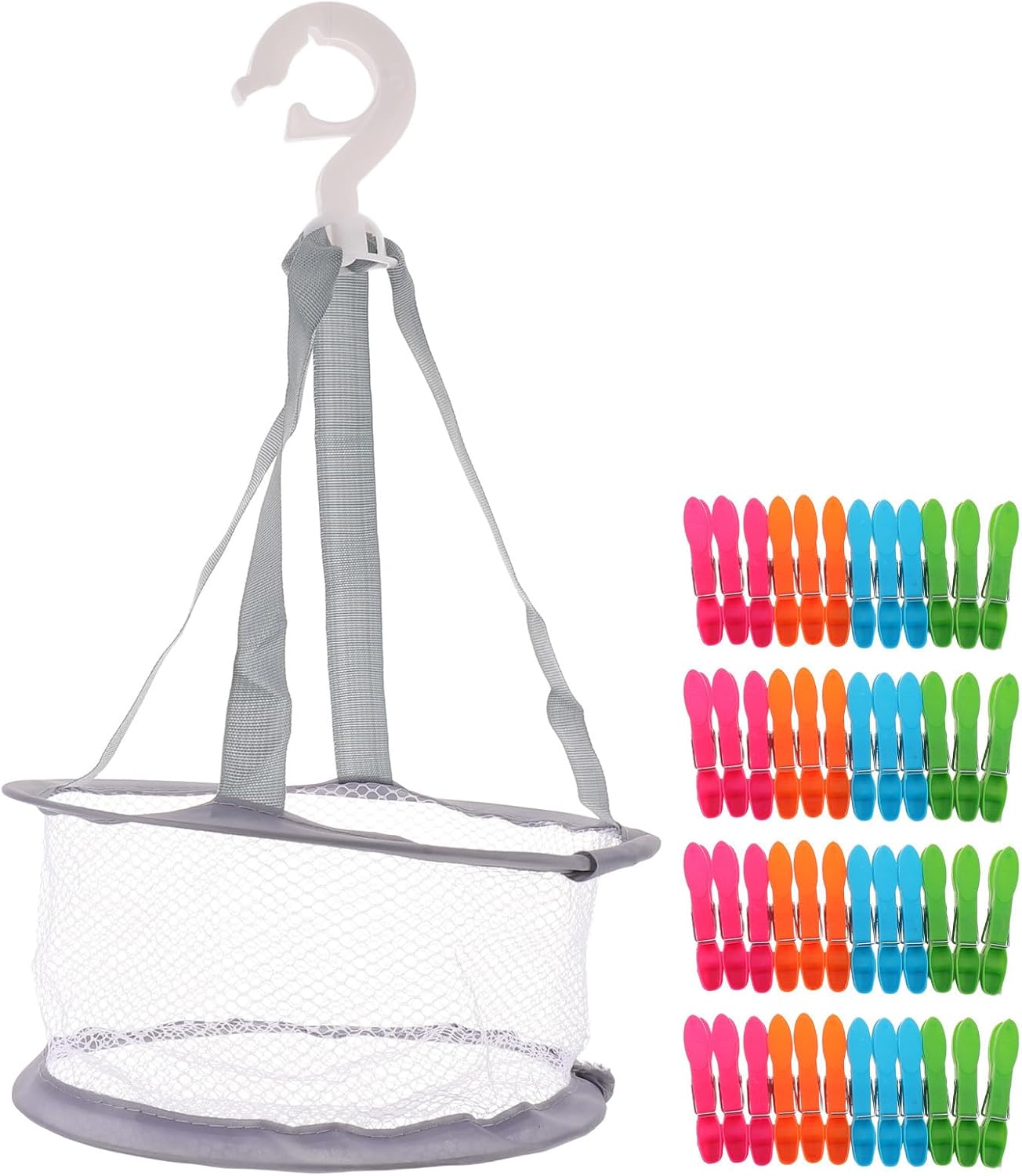 Operitacx 1 Set Plastic Clothes Pins - Heavy Duty Colored Clothespins with Mesh Clothespin Bag - Laundry Clips for Clothesline Outdoor, Windproof Pegs for Drying Clothes