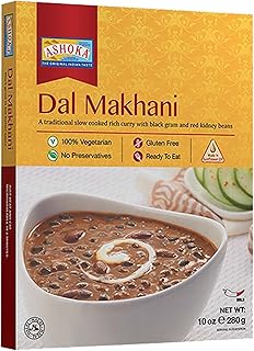 Ashoka Authentic Indian 1932, Vegetarian Beans Curry, Gluten-Free Ready to Heat Food, Kosher Certified, All Natural Everyday Dal Makhani, Healthy Work Lunch, No Preservatives, Pack of 1