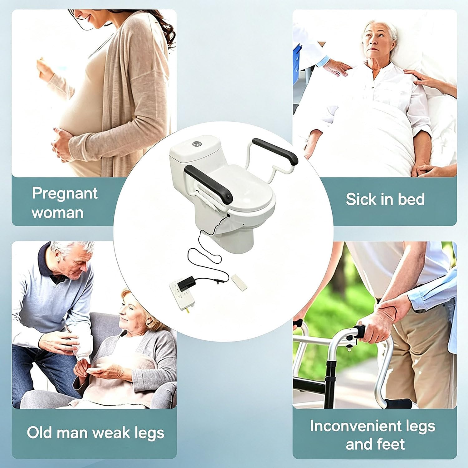 Elektryczny Podnośnik Toalety Dla Seniorów 150kg Z Uchwytami Bezpiecz.