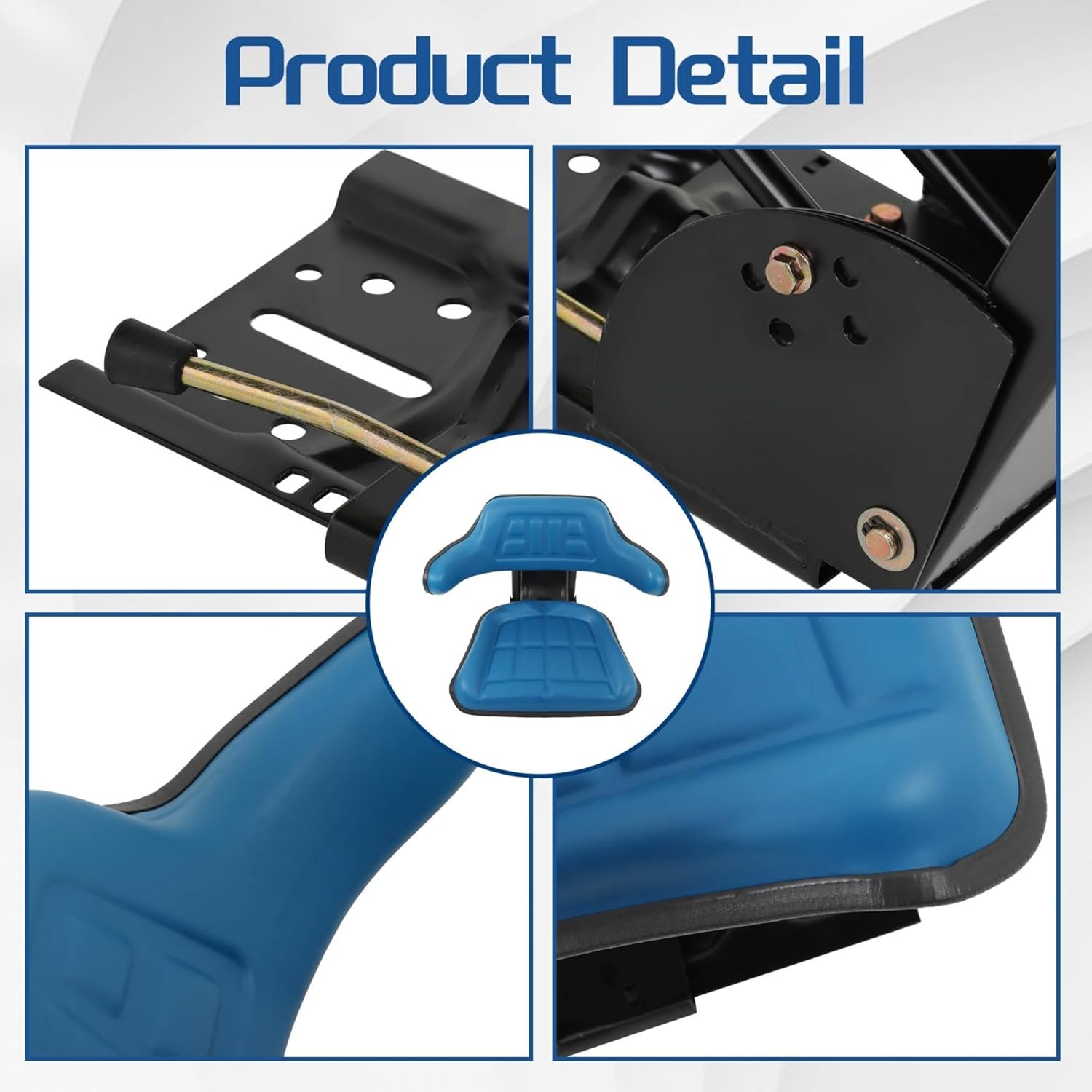 WFLNHB Blue Adjustable Tractor Suspension Seat with Tilt Wrap-Around Style Replacement for New Holland Universal Seats