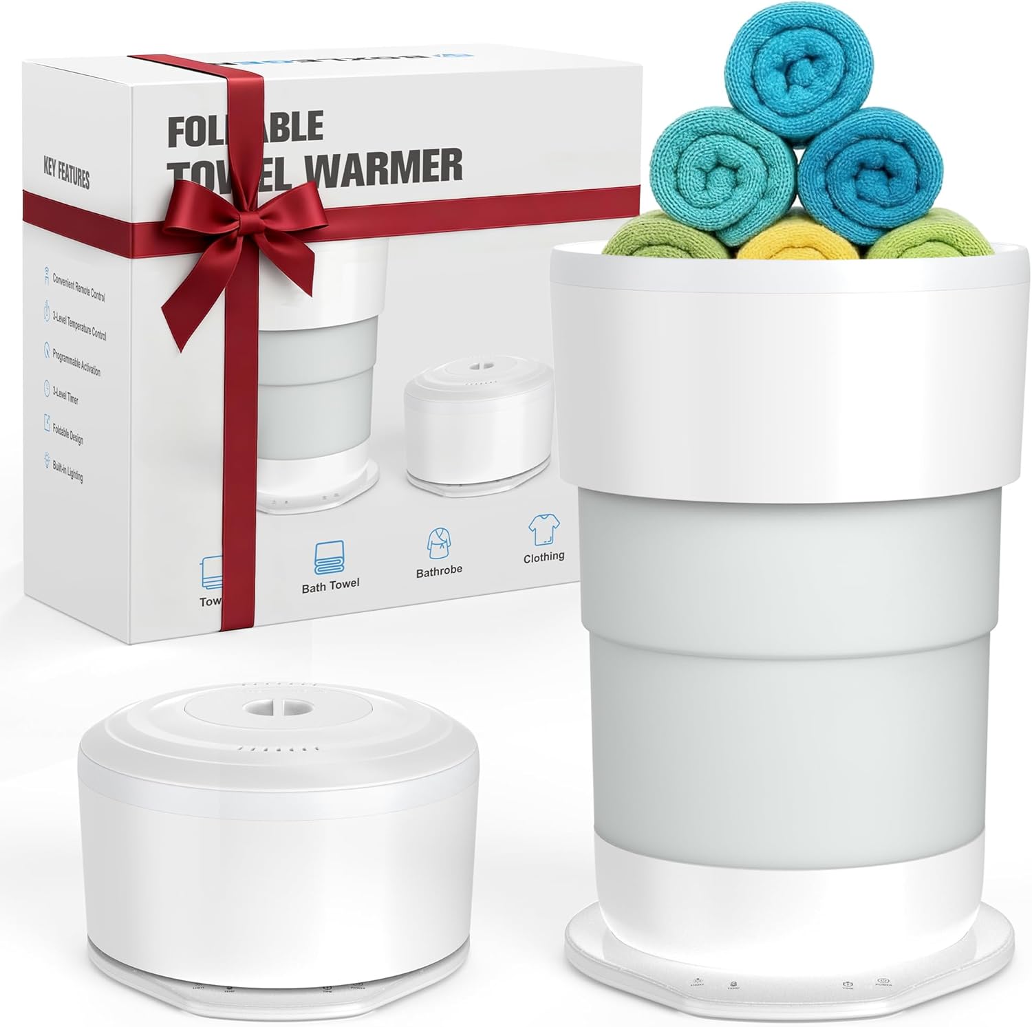 BoxLegend Foldable Towel Warmer for Bathroom, 21L Large Hot Towel Warmer for SPA, Towels, Robes, Blankets with Timer, Auto Shut Off, Fits Up to Two 40"x70" Oversized Towels (Gray)