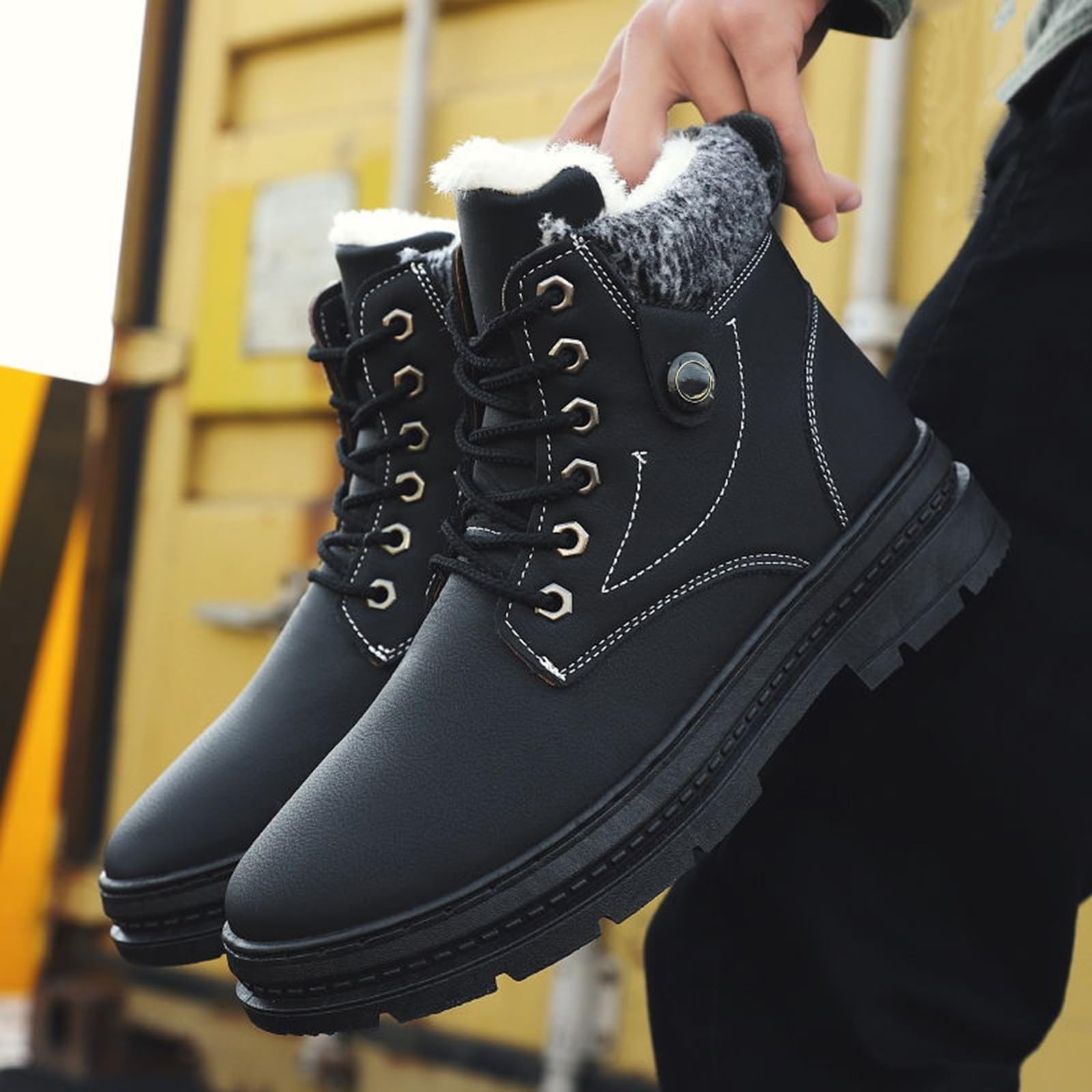 Generisch Botines para hombre, forro polar, antideslizantes, para