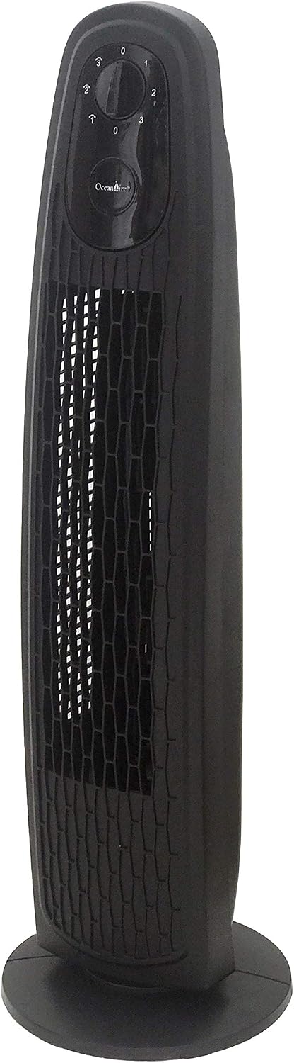 OceanAire Oscillation Tower Fan, 29", Black