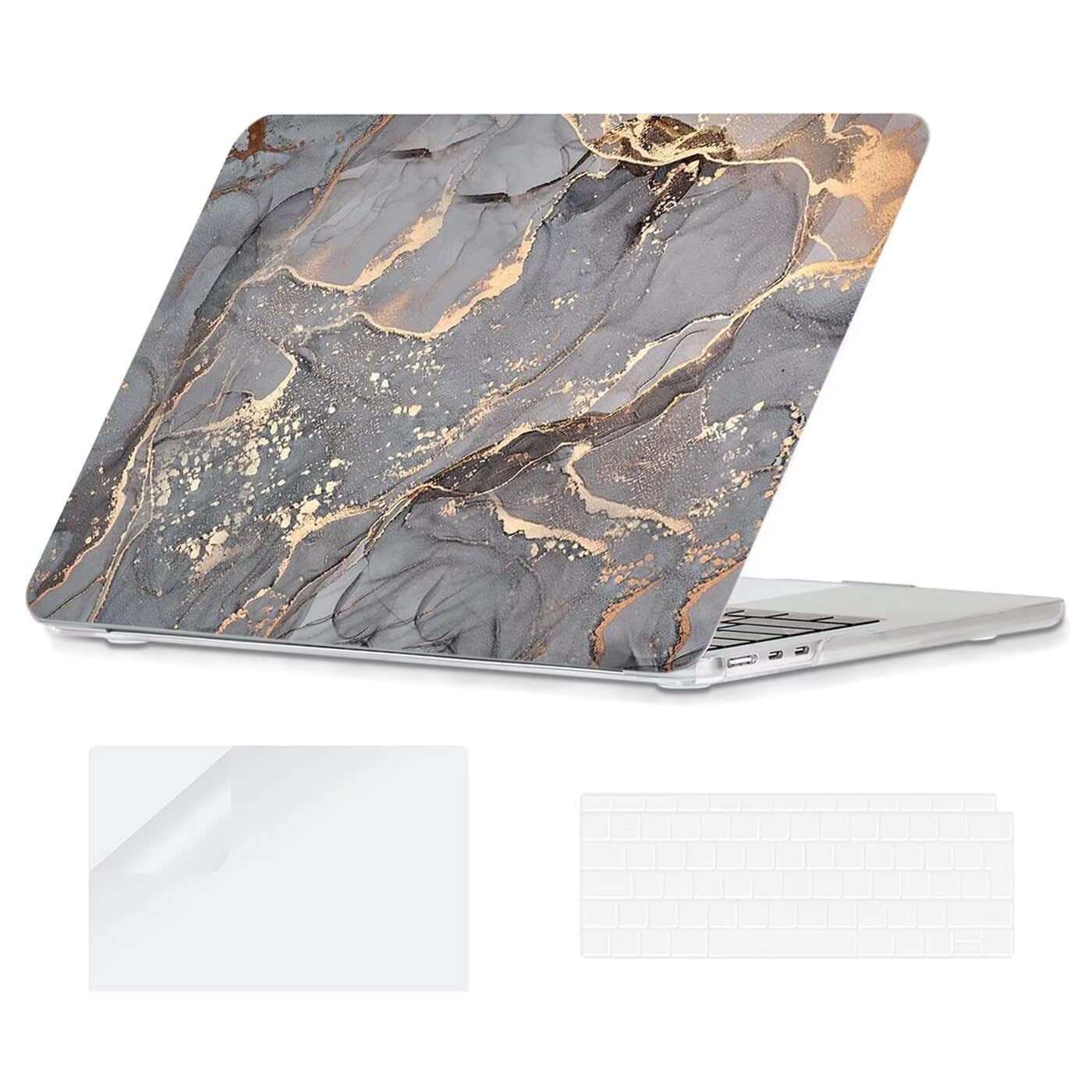 Funda MacBook Pro 14 rígida mármol C para modelos M4 M3 M2 M1 con protector de teclado 8