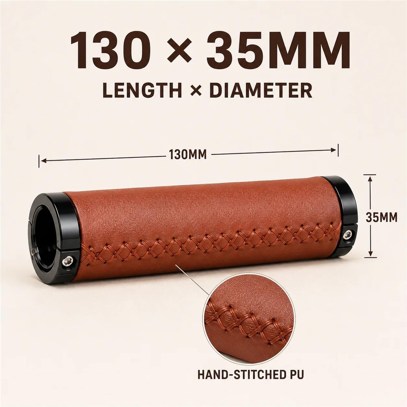 Manopole-bici-Pelle-PU Manopole for manubrio da bicicletta 130 mm