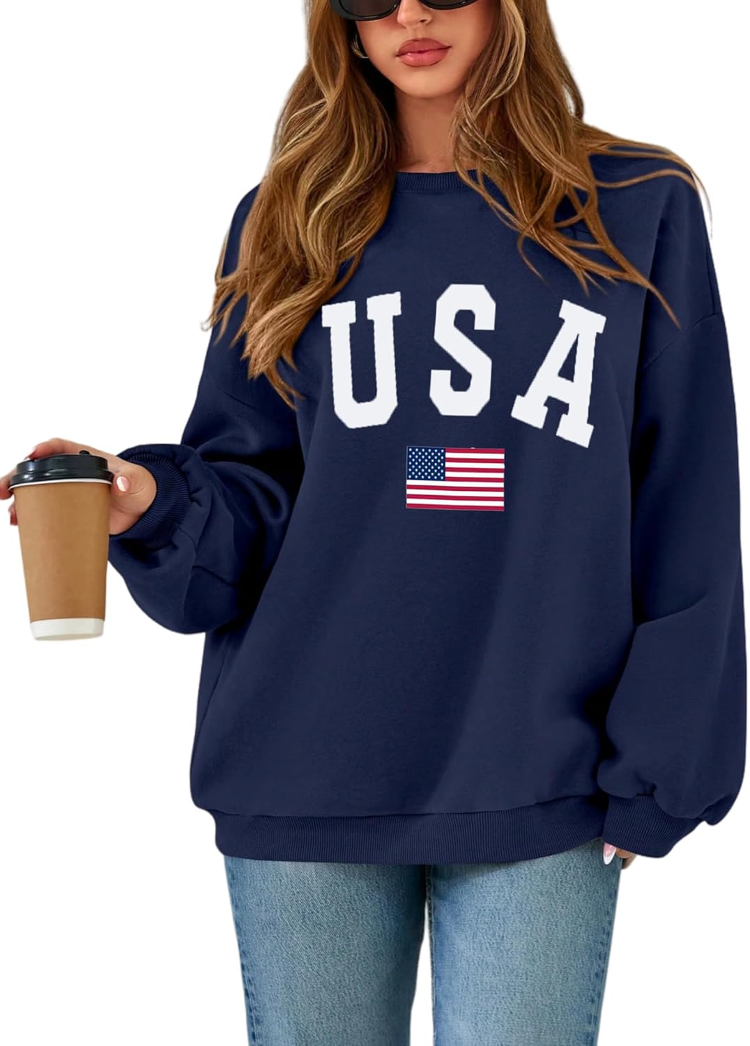 Zoyami Womens Crewneck Sweatshirt Graphic Long Sleeve Top Pullover Oversized Sweaters - Image 2