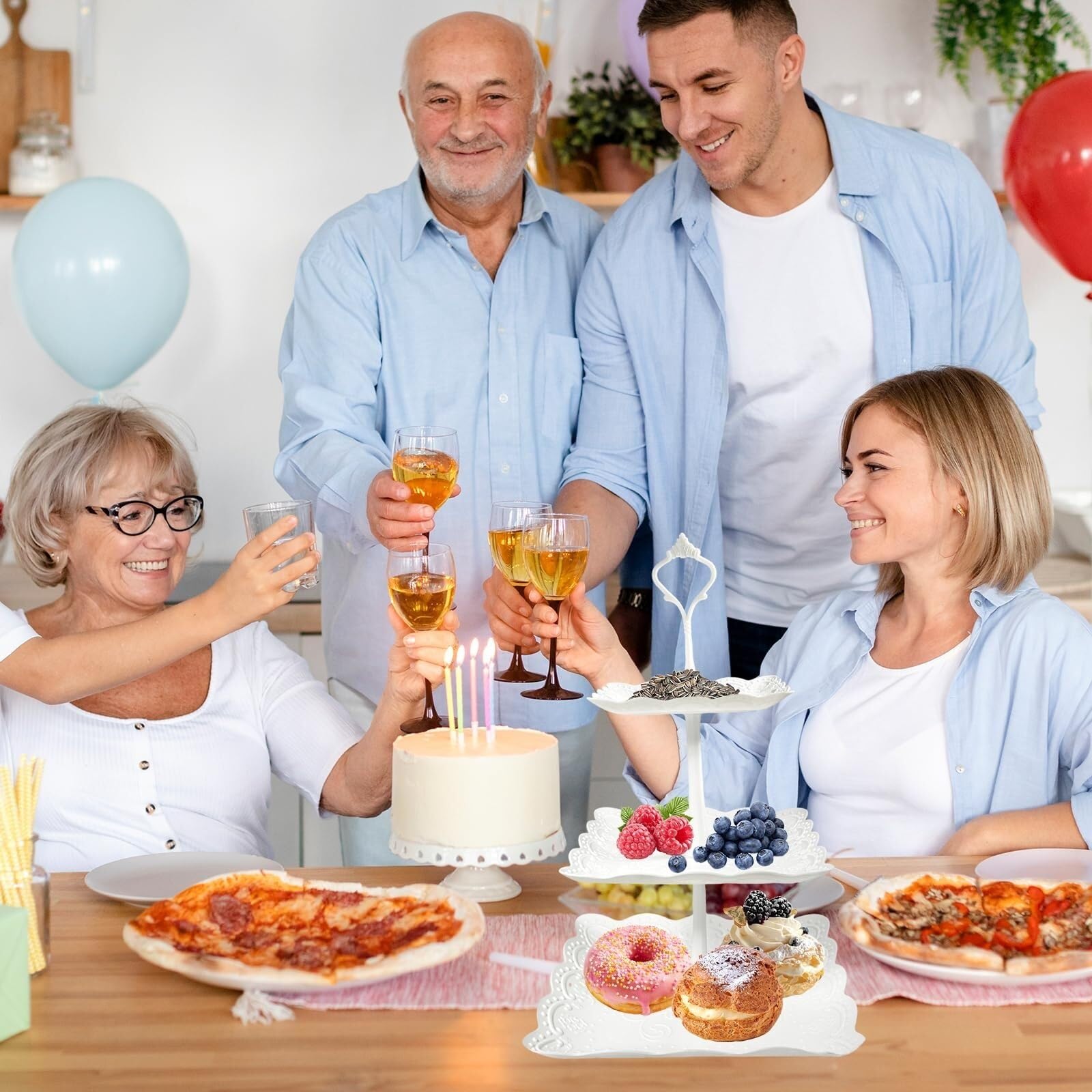 Stojak Na Ciasto 3-poziomowy Kwadratowy Talerz Deserowy Stojaki Na Popołudniową Herbatę Wesela Wielofunkcyjny Talerz