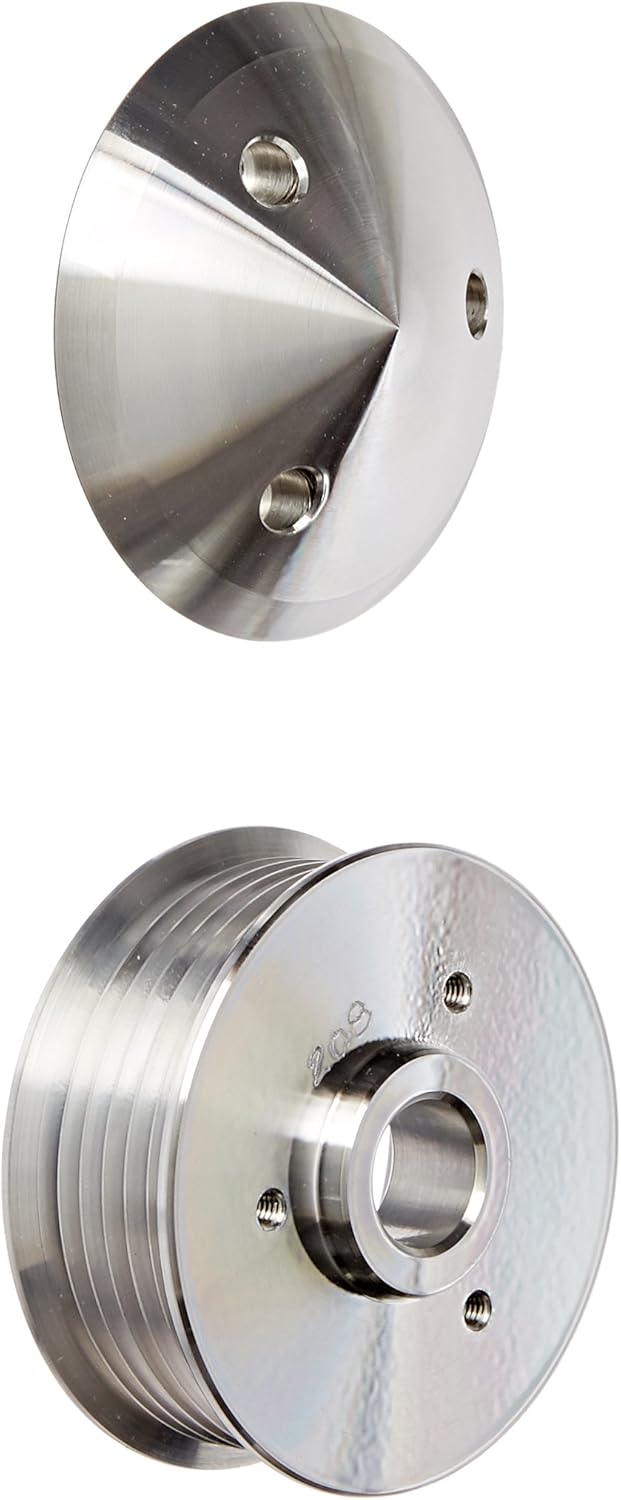 March Performance 208 Clear Powdercoat Billet Aluminum 6-Rib Serpentine Alternator Pulley with Cover