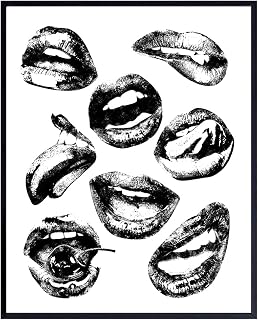 Lips Wall Decor - Black and White Lip Art