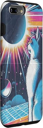 Miniatura 24 de iPhone 12 mini Cat Solar Eclipse - Synthwave Retro Poster Style Case