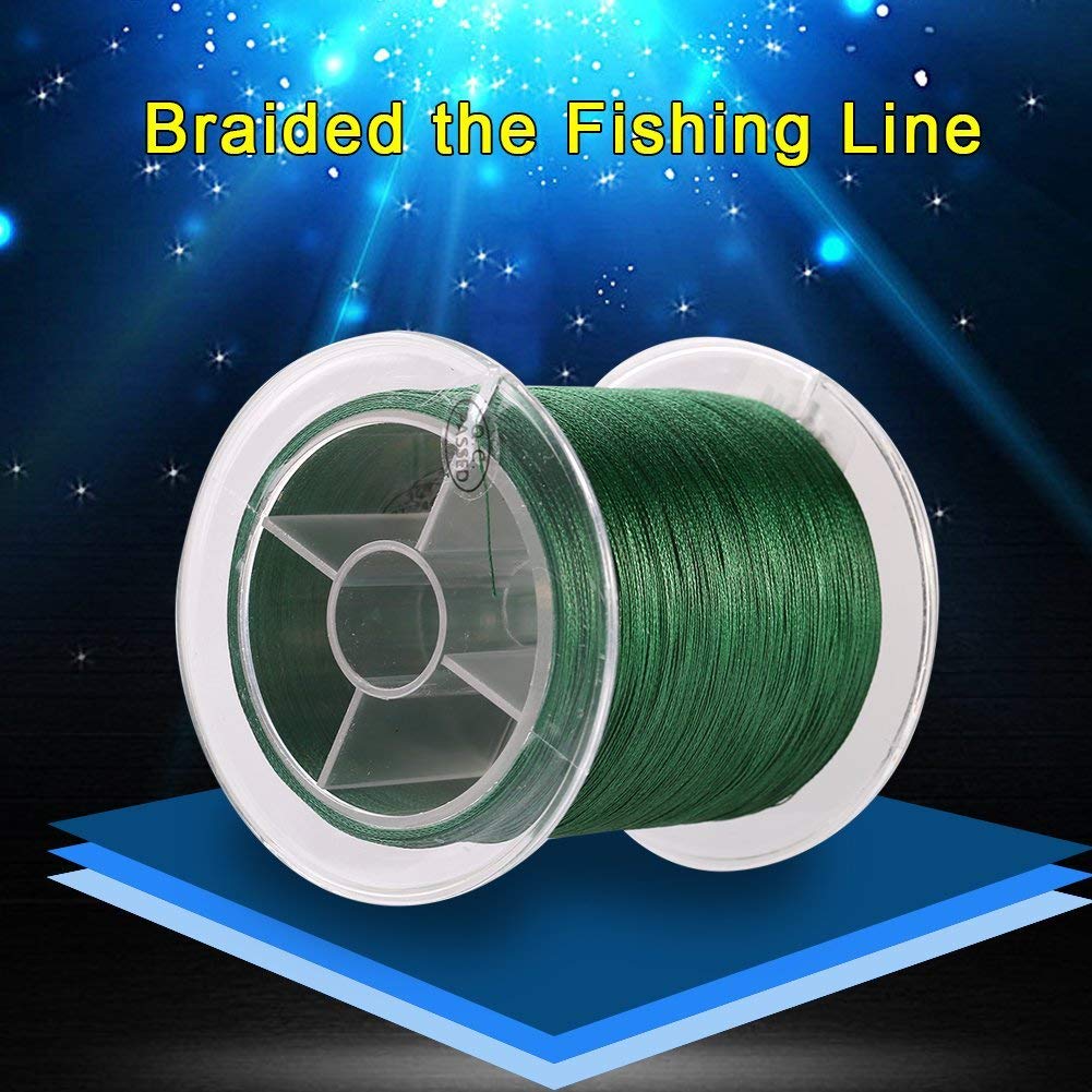 GLOGLOW - Cuerda trenzada de pesca (1 unidad, 300 m, polietileno, 4 hilos, súper fuerte, multifilamento, cuerda de pesca), color verde